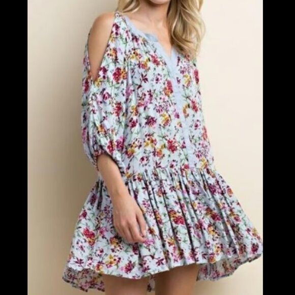 nectar Dresses & Skirts - Nectar Clothing Cold Shoulder short mini dress tunic top L y2k